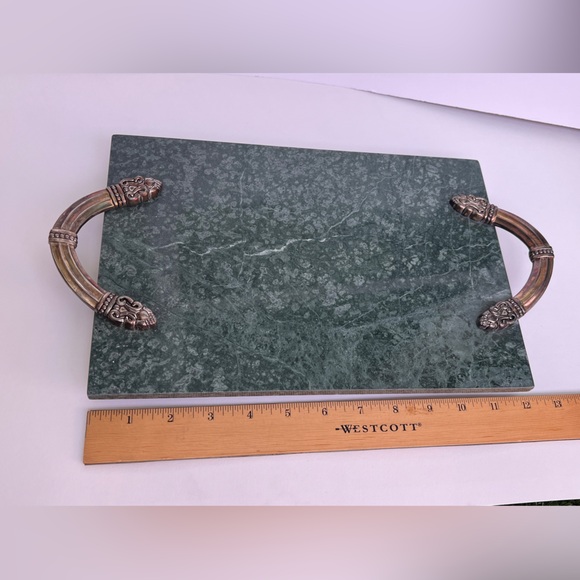 Godinger Ornate Charcuterie Cheese Marble Serving Tray Silverplate - Picture 4 of 8